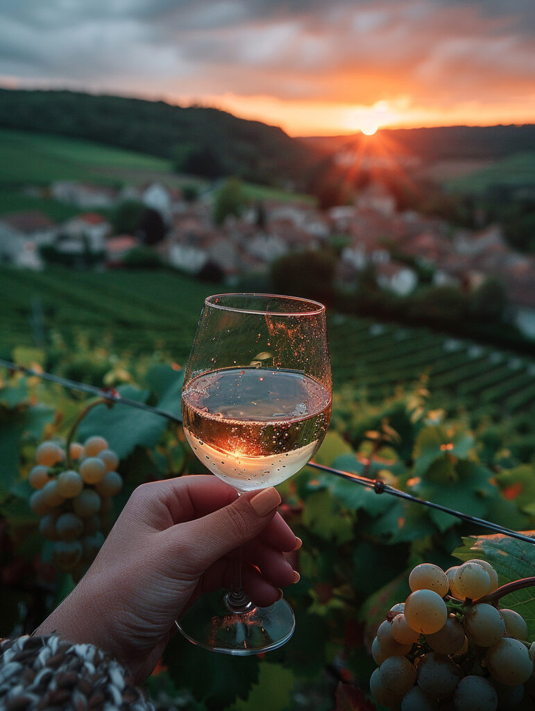 una-copa-de-txakoli-vista-del-vinedo-al-atardecer